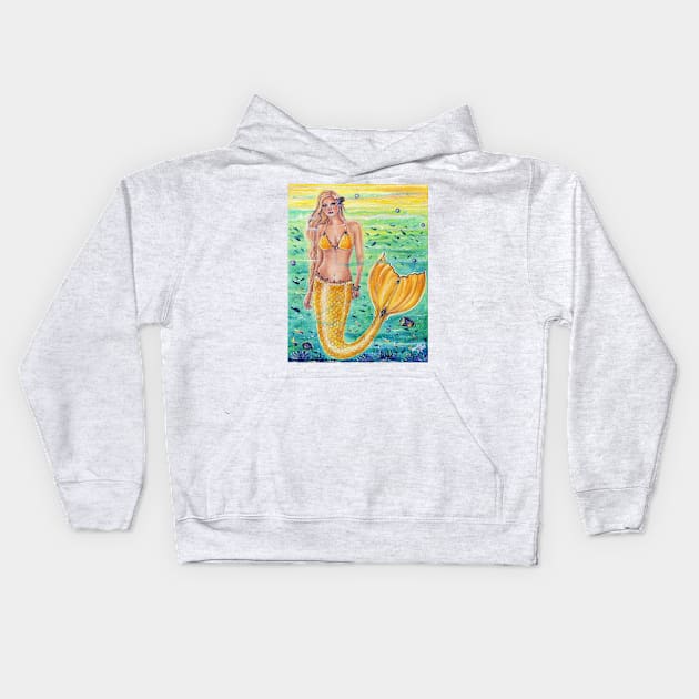 Aelia sunshine mermaid art by Renee Lavoie Kids Hoodie by ReneeLLavoie